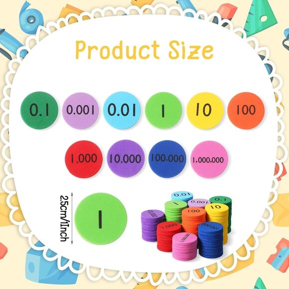 Place Value Disks 10 Values Counting Chips Math Manipulatives 1000 Pieces - Picture 2 of 9